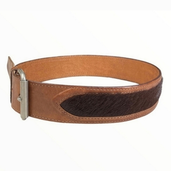 ESPRIT Caramel Brown Faux Leather Faux Calf-Hair Adjustable Silver Buckle Belt main image 10